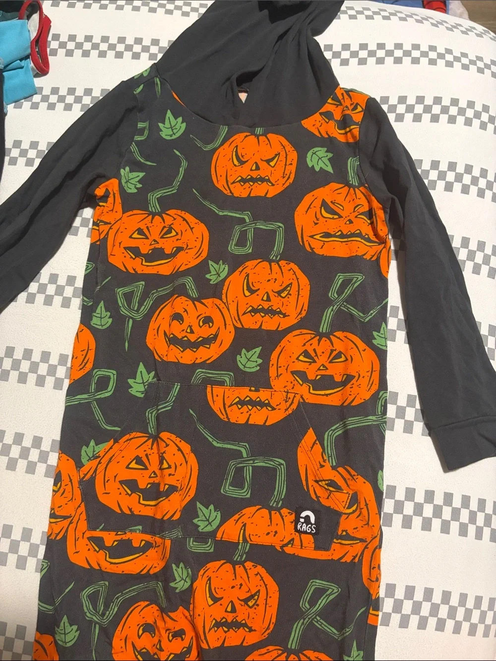 RAGS Kids Orange Pumpkin Hooded Romper